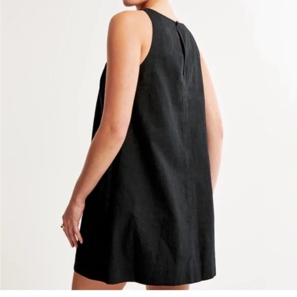 Abercrombie High-Neck Linen A-Line Shift Dress Size S Petite - Picture 2 of 7